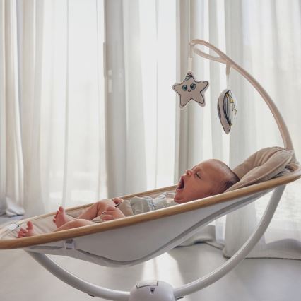 Lionelo - Mecedora para bebé con melodía OLIVIA Beige Natural + mando a distancia