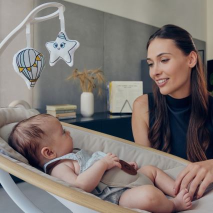 Lionelo - Mecedora para bebé con melodía OLIVIA Beige Natural + mando a distancia