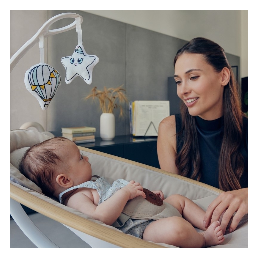 Lionelo - Mecedora para bebé con melodía OLIVIA Beige Natural + mando a distancia