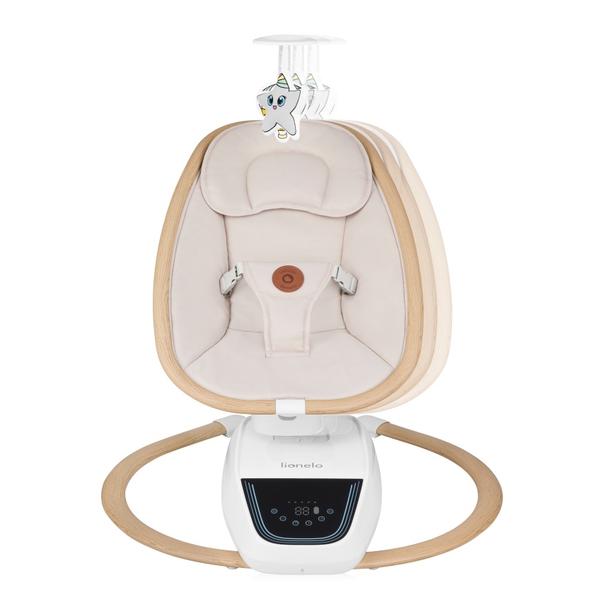 Lionelo - Mecedora para bebé con melodía OLIVIA Beige Natural + mando a distancia