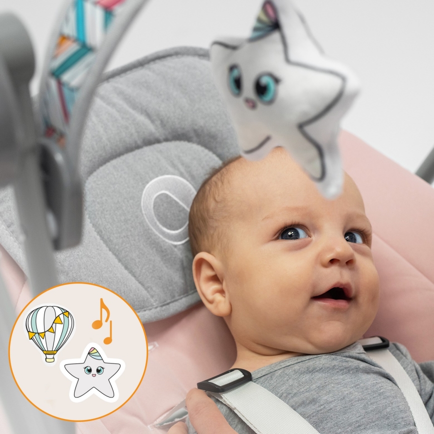 Lionelo - Mecedora para bebé OTTO 4xLR14 Pink Baby