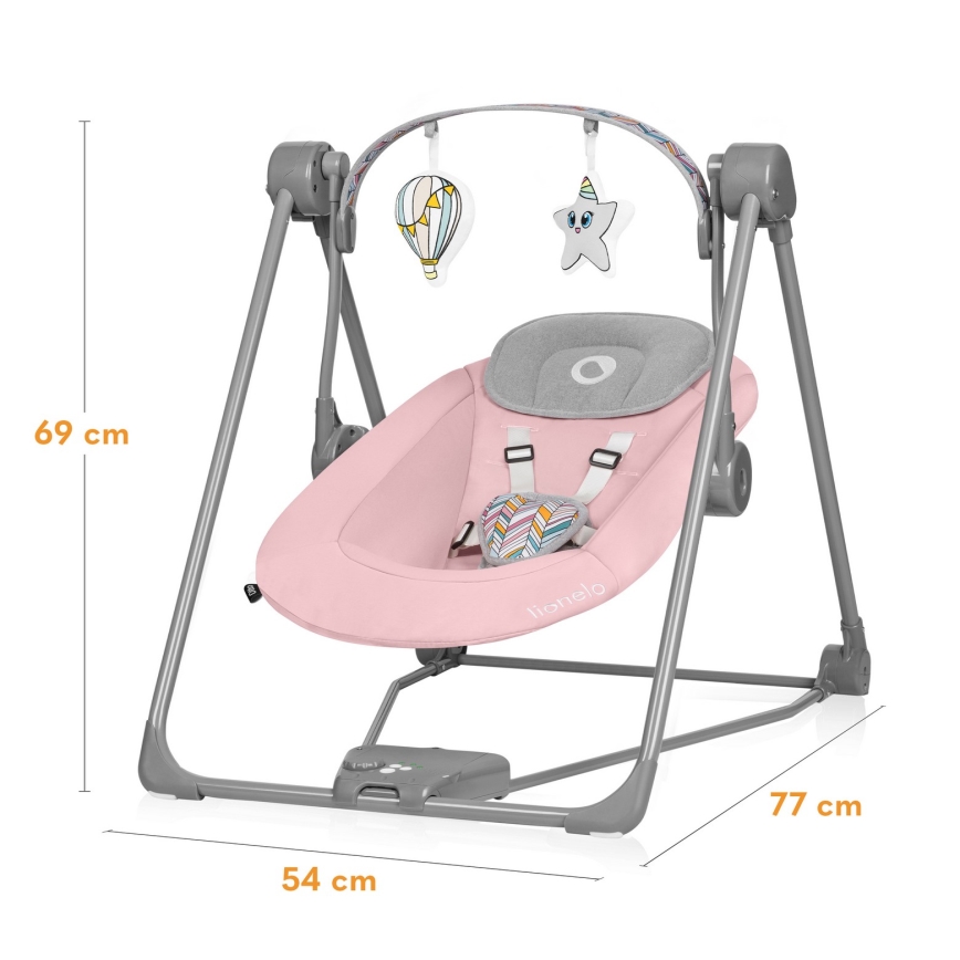 Lionelo - Mecedora para bebé OTTO 4xLR14 Pink Baby