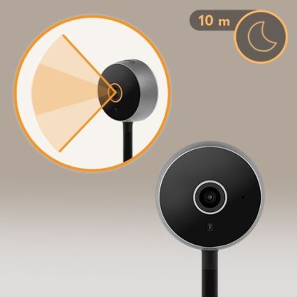 Lionelo - Monitor de bebé inteligente BABYLINE SMART Wi-Fi Negro