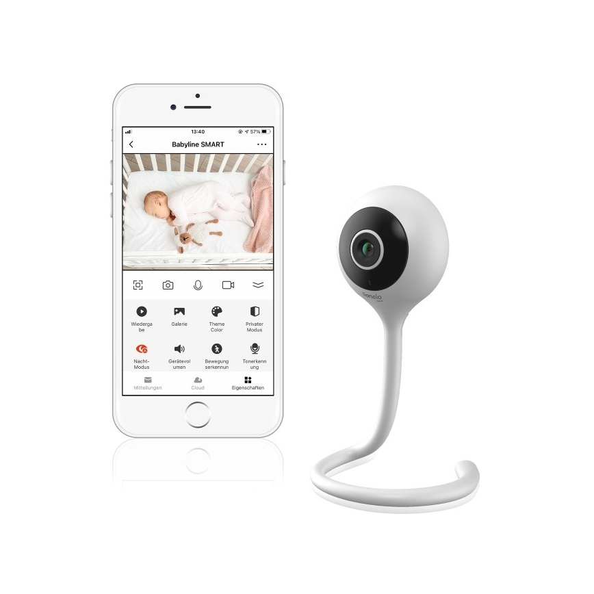 Lionelo - Monitor inteligente para bebés BABYLINE SMART Wi-Fi Blanco