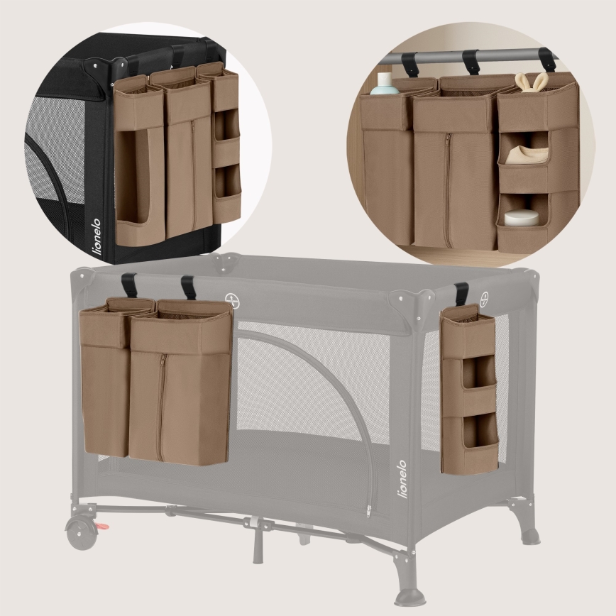 Lionelo - Organizador 3 en 1 para cuna SIDEPOCKET Beige