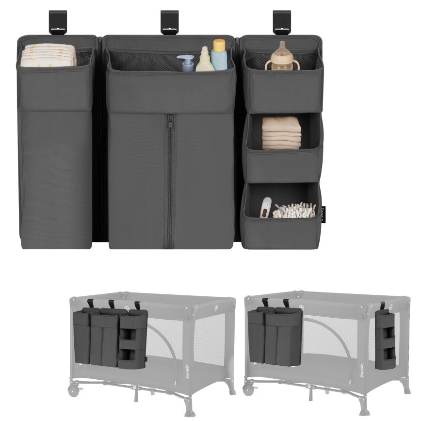 Lionelo - Organizador para cuna 3 en 1 SIDEPOCKET Gris