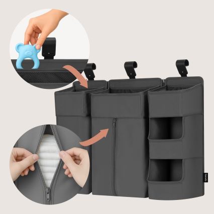 Lionelo - Organizador para cuna 3 en 1 SIDEPOCKET Gris