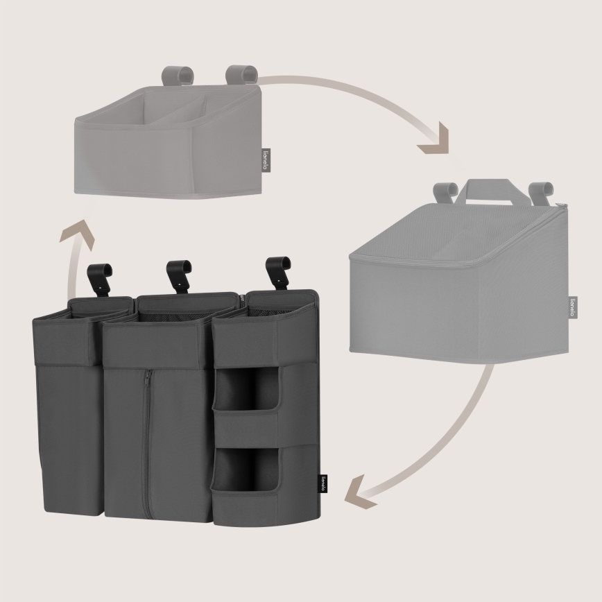 Lionelo - Organizador para cuna 3 en 1 SIDEPOCKET Gris