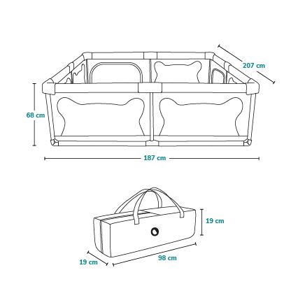 Lionelo - Parque de juegos WILLOW XL gris