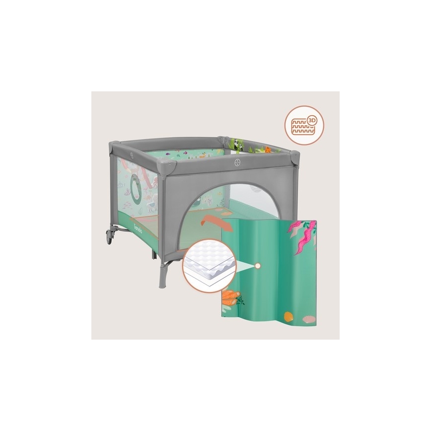 Lionelo - Parque infantil MILLE PLUS Gris y Verde