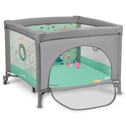 Lionelo - Parque para bebés MILLE Gris y Verde