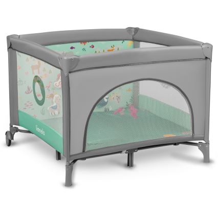 Lionelo - Parque para bebés MILLE Gris y Verde
