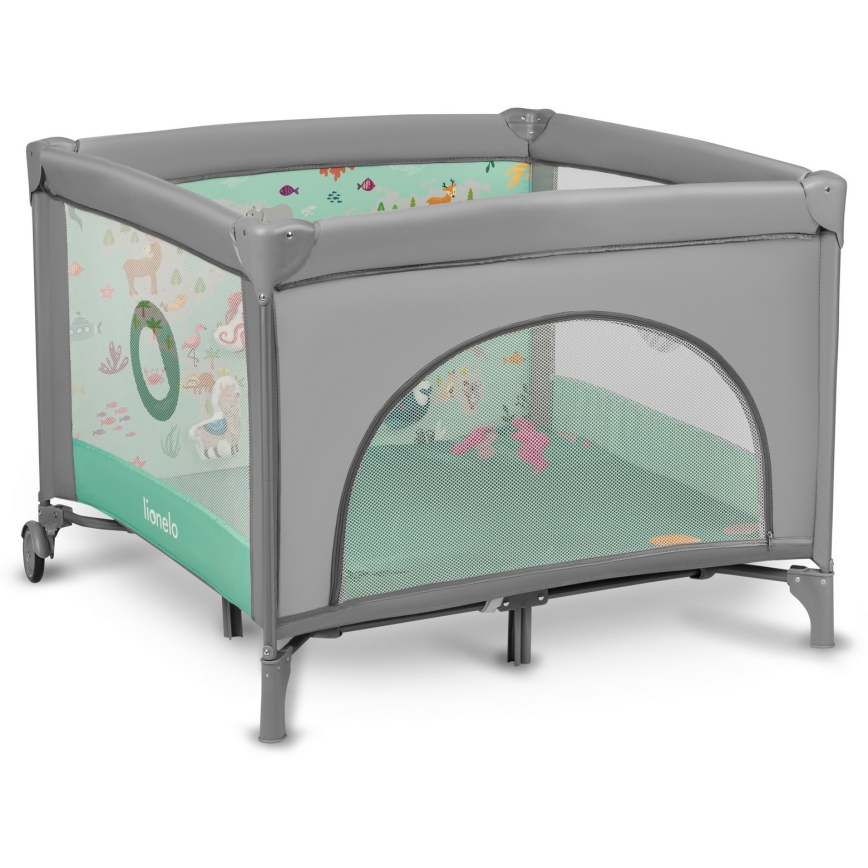 Lionelo - Parque para bebés MILLE Gris y Verde