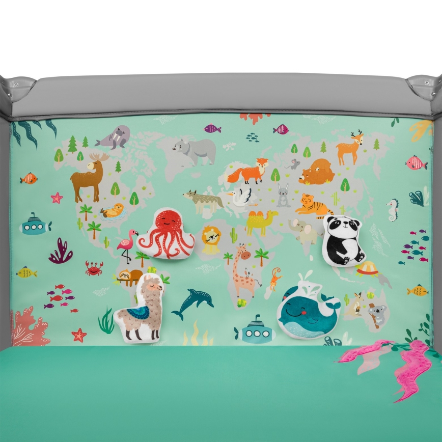 Lionelo - Parque para bebés MILLE Gris y Verde