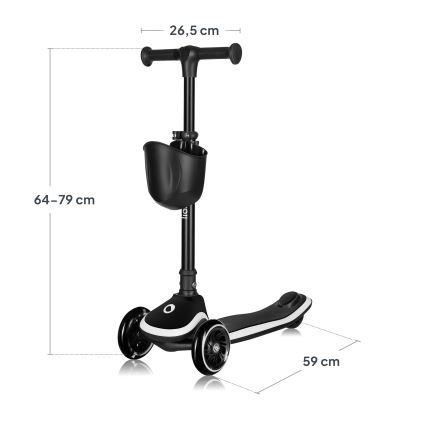 Lionelo - Patinete infantil MEY 3xAAA Negro Ónix