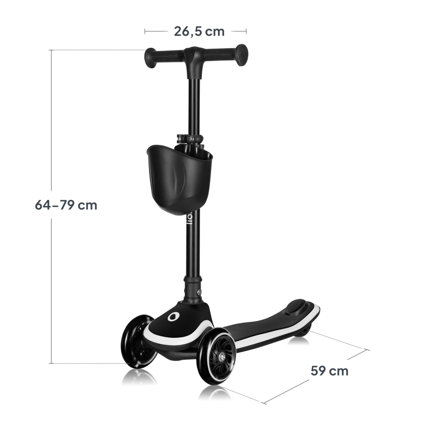 Lionelo - Patinete infantil MEY 3xAAA Negro Ónix