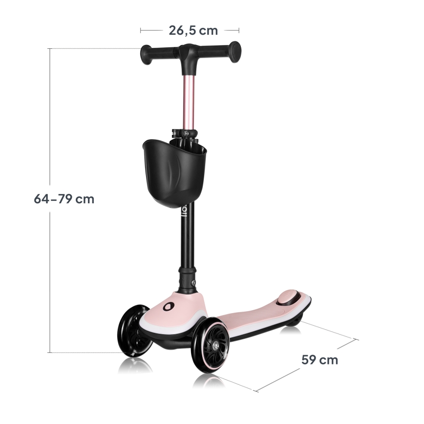 Lionelo - Patinete infantil MEY 3xAAA Rosa