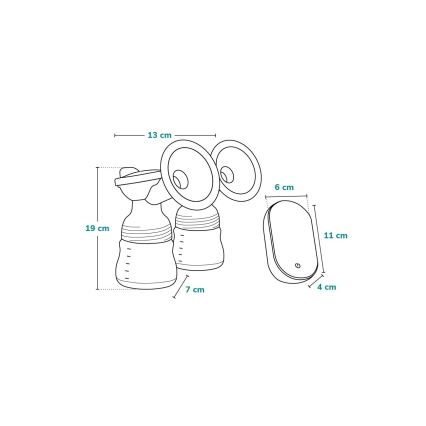 Lionelo - Extractor de leche materna eléctrico recargable doble TWEE GO 5V 1100 mAh 150 ml