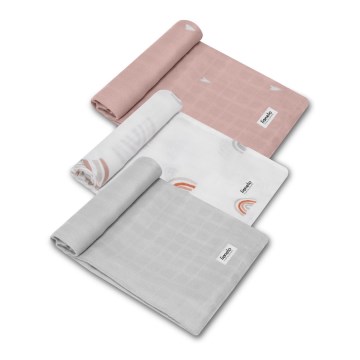 Lionelo - Set de 3 muselinas de bambú 70x70 cm Rainbow