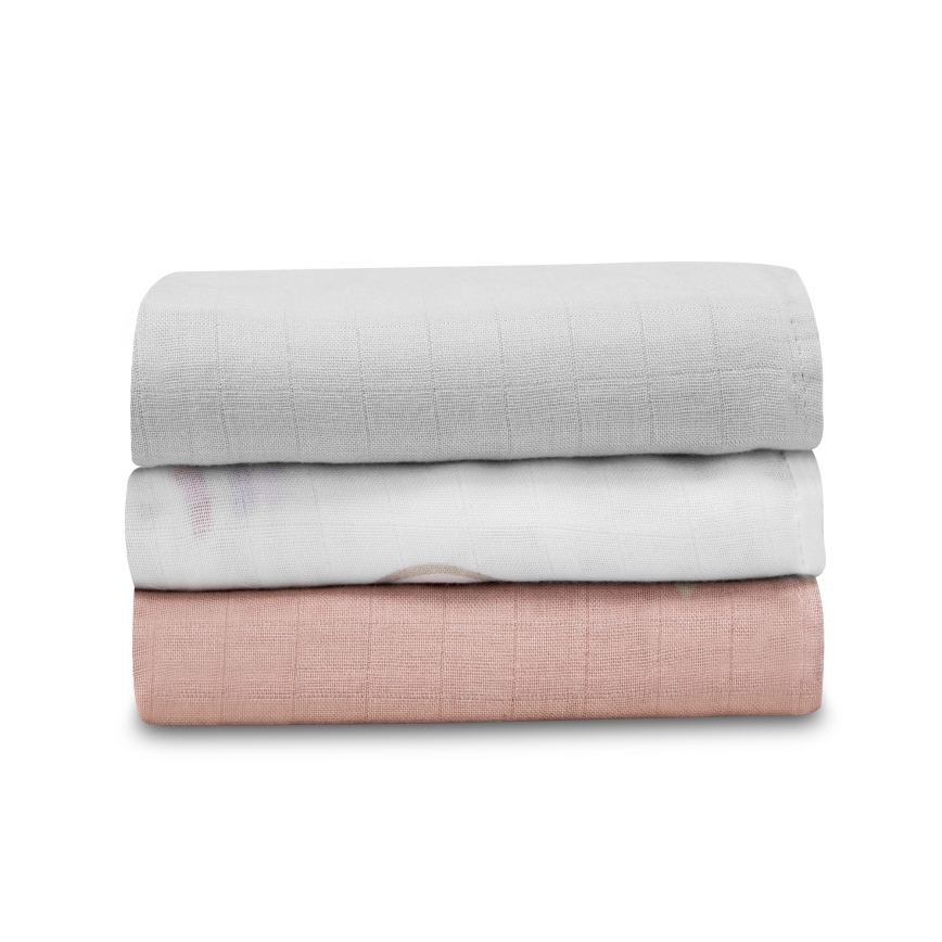 Lionelo - Set de 3 muselinas de bambú 70x70 cm Rainbow
