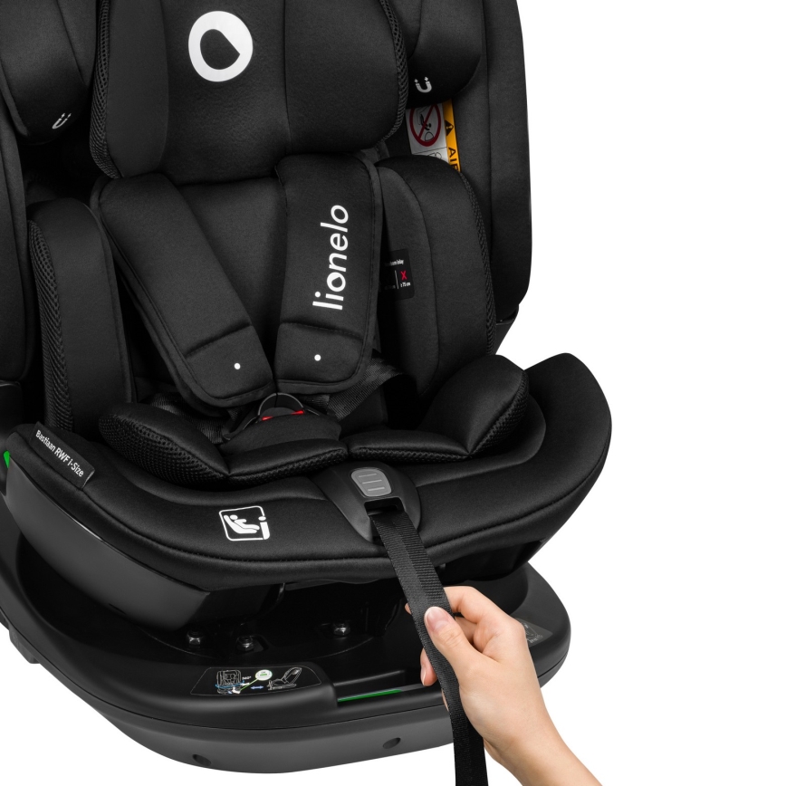 Lionelo - Silla de coche con base giratoria BASTIAAN i-Size 40-150 cm Black Carbon
