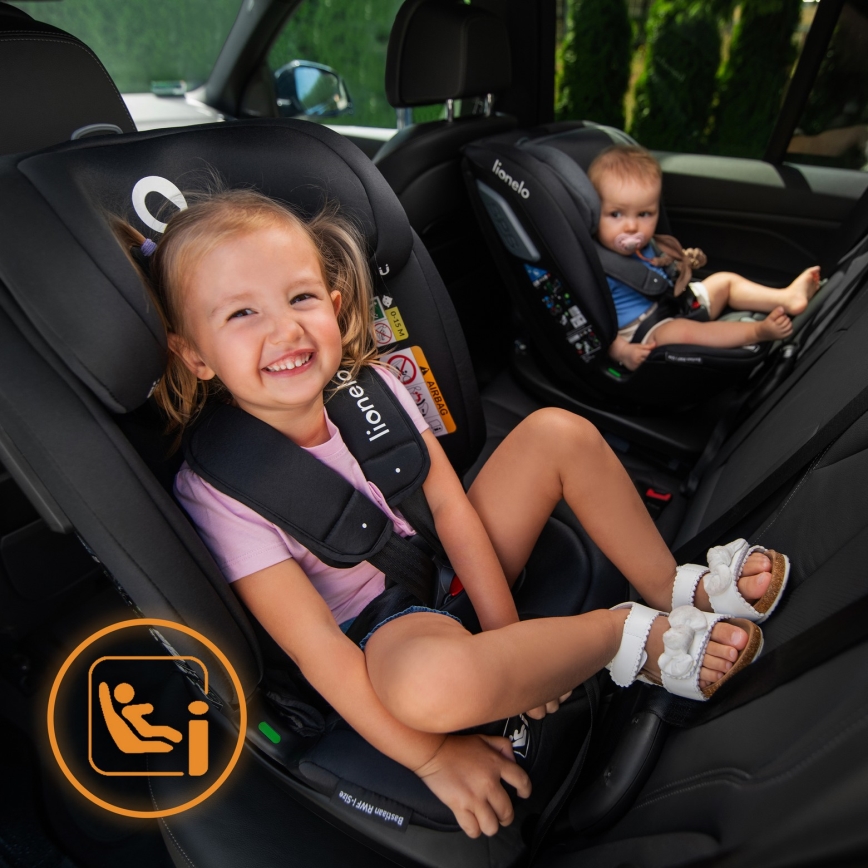 Lionelo - Silla de coche con base giratoria BASTIAAN i-Size 40-150 cm Negro Carbono