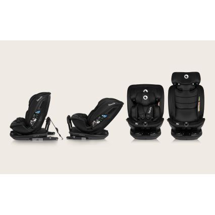 Lionelo - Silla de coche con base giratoria BASTIAAN i-Size 40-150 cm Negro Carbono