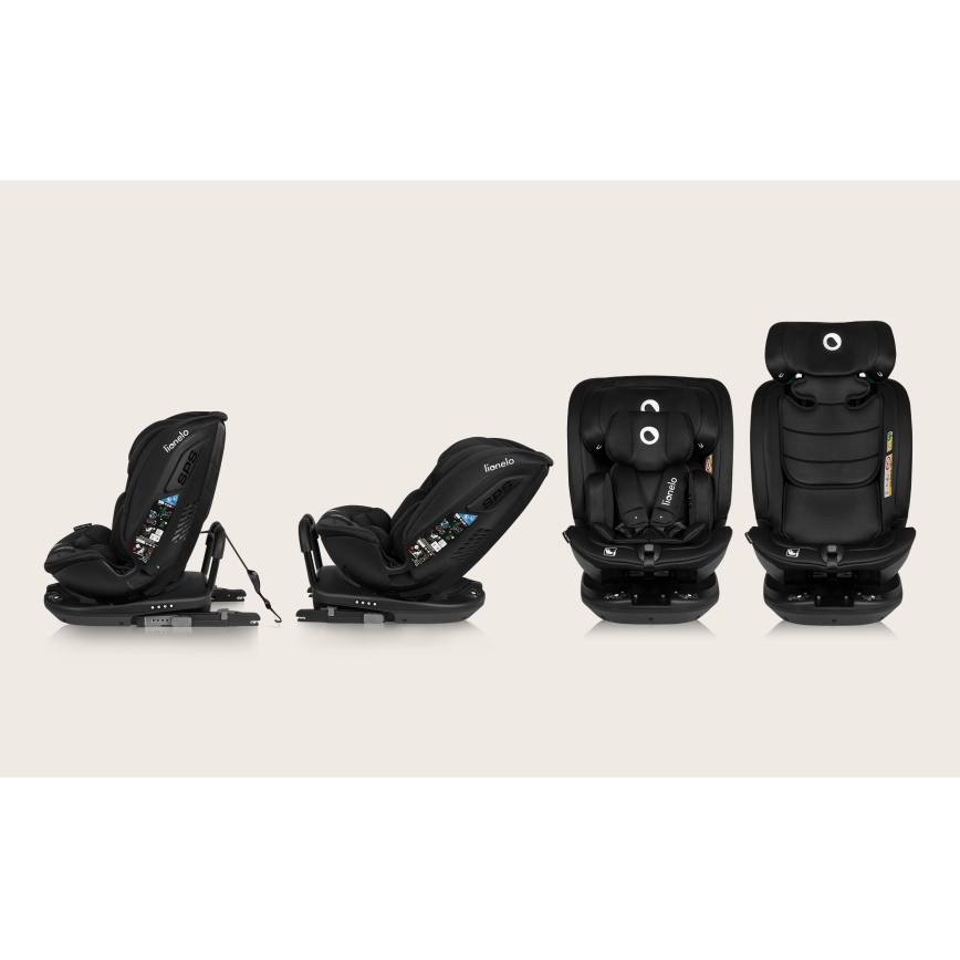 Lionelo - Silla de coche con base giratoria BASTIAAN i-Size 40-150 cm Negro Carbono