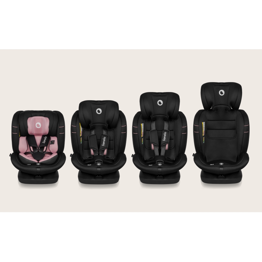 Lionelo - Silla de coche con base giratoria BASTIAAN i-Size 40-150 cm Rosa Pink