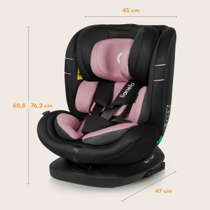 Lionelo - Silla de coche con base giratoria BASTIAAN i-Size 40-150 cm Rosa Pink