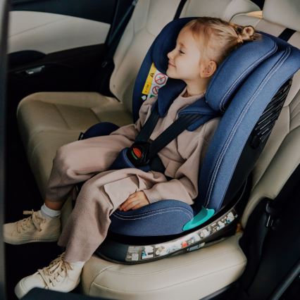 Lionelo - Silla de coche con base giratoria BASTIAAN ONE i-Size 40-150 cm azul marino