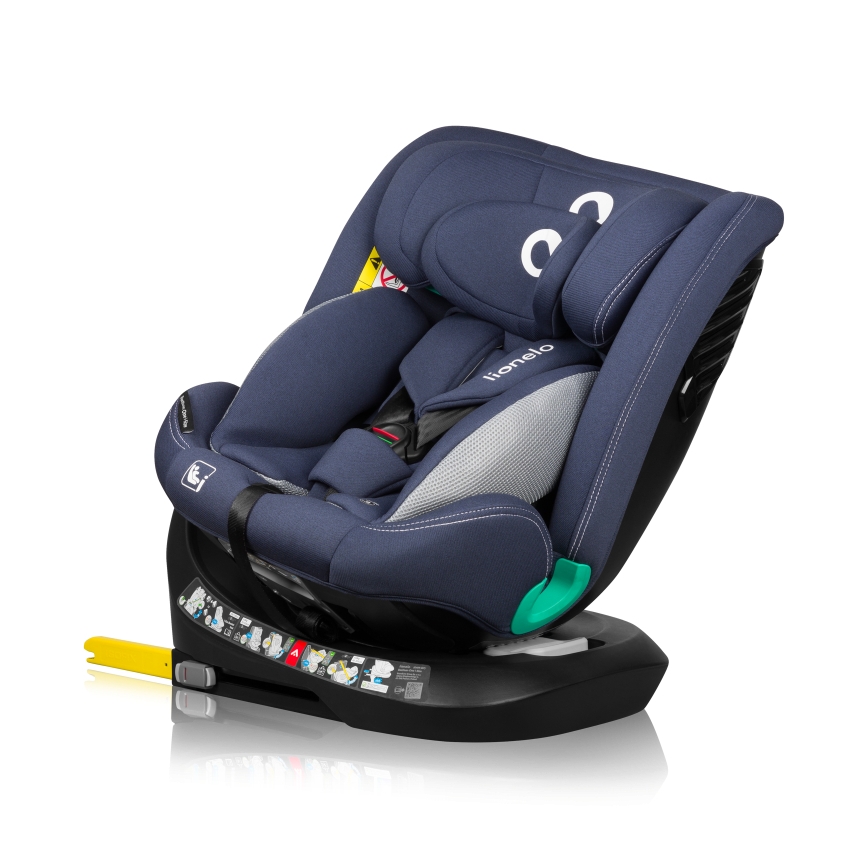 Lionelo - Silla de coche con base giratoria BASTIAAN ONE i-Size 40-150 cm azul marino