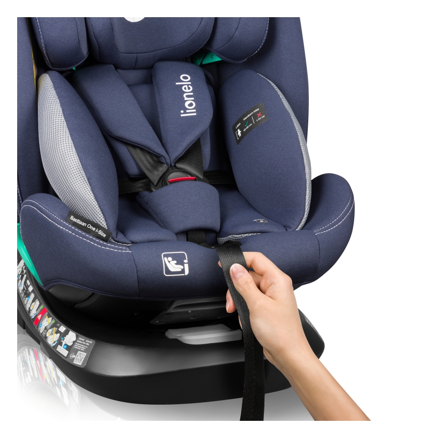 Lionelo - Silla de coche con base giratoria BASTIAAN ONE i-Size 40-150 cm azul marino
