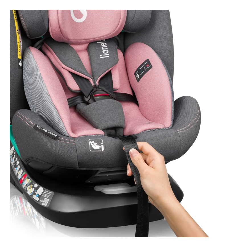 Lionelo - Silla de auto giratoria con base BASTIAAN ONE i-Size 40-150 cm Rosa Pink
