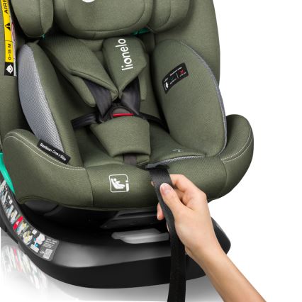 Lionelo - Silla de coche con base giratoria BASTIAAN ONE i-Size 40-150 cm, Verde oliva