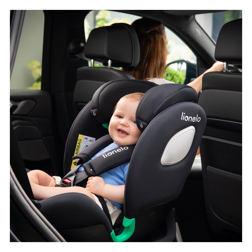 Lionelo - Silla de coche con base giratoria BRAAM AIR i-Size 40-150 cm Negro Carbón