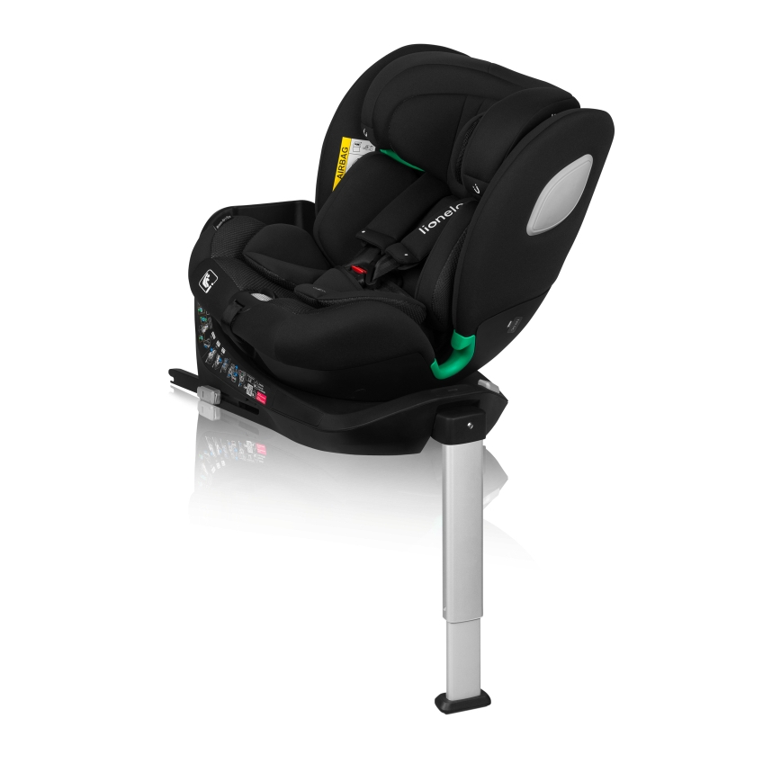 Lionelo - Silla de coche con base giratoria BRAAM AIR i-Size 40-150 cm Negro Carbón