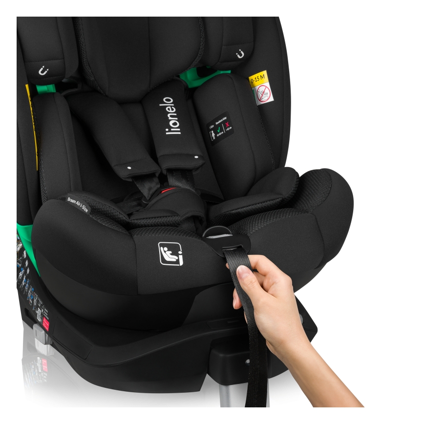 Lionelo - Silla de coche con base giratoria BRAAM AIR i-Size 40-150 cm Negro Carbón