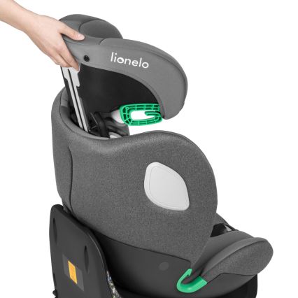 Lionelo - Silla de coche con base giratoria BRAAM i-Size 40-150 cm Gris Piedra