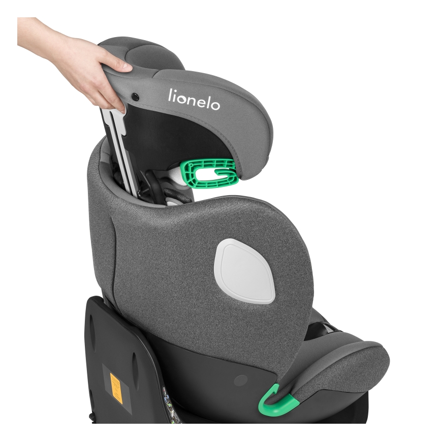 Lionelo - Silla de coche con base giratoria BRAAM i-Size 40-150 cm Gris Piedra