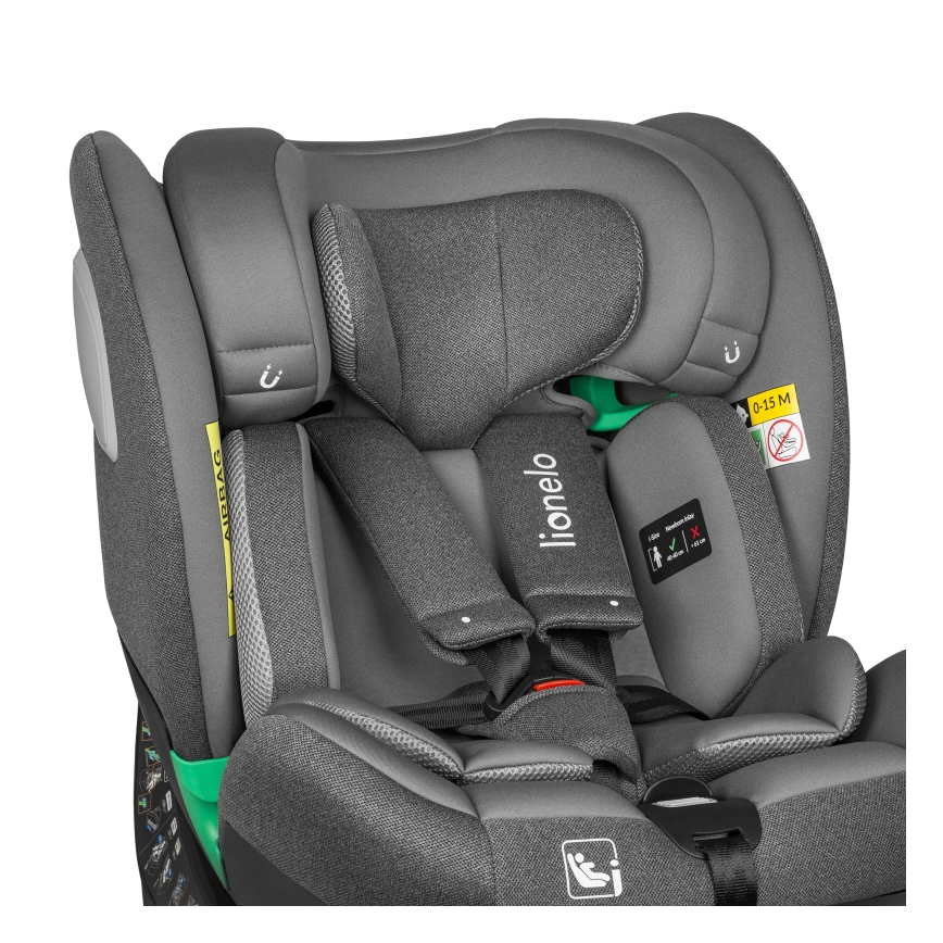 Lionelo - Silla de coche con base giratoria BRAAM i-Size 40-150 cm Gris Piedra