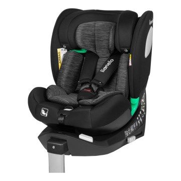 Lionelo - Silla de coche con base giratoria BRAAM i-Size de 40 a 150 cm Negro carbón