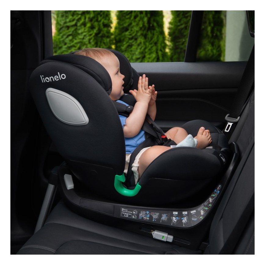 Lionelo - Silla de coche con base giratoria BRAAM i-Size de 40 a 150 cm Negro carbón