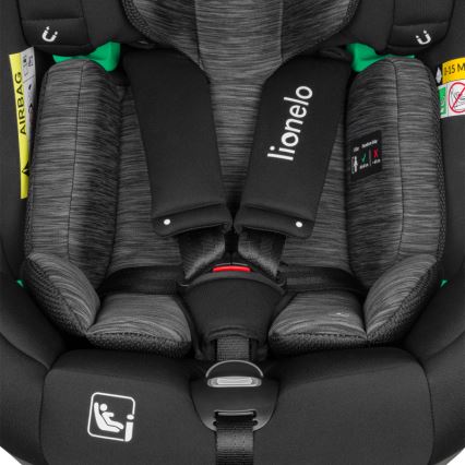 Lionelo - Silla de coche con base giratoria BRAAM i-Size de 40 a 150 cm Negro carbón