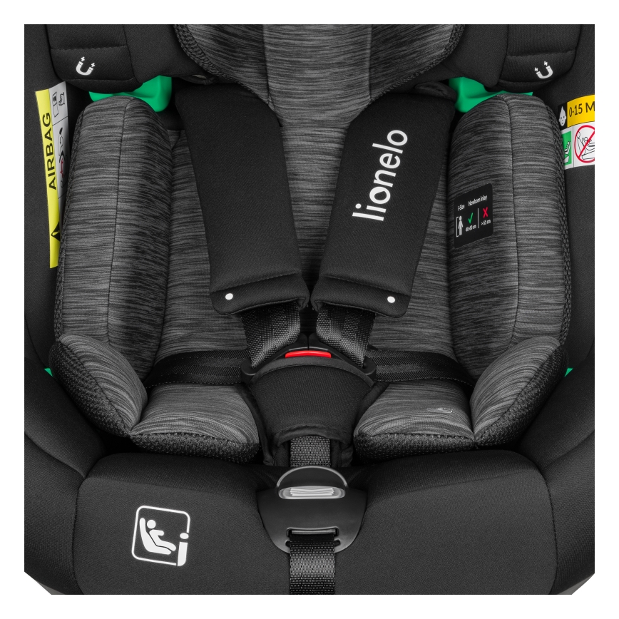 Lionelo - Silla de coche con base giratoria BRAAM i-Size de 40 a 150 cm Negro carbón