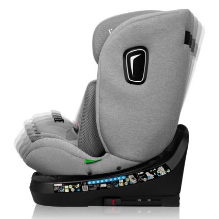 Lionelo - Silla de coche con base giratoria BRAVE i-Size 40-150 cm Gris piedra
