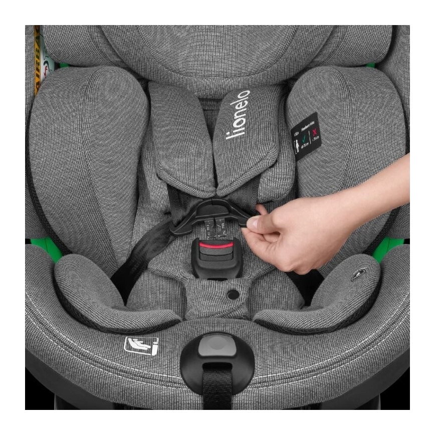 Lionelo - Silla de coche con base giratoria HARMONY i-Tamaño 40-150 cm negro/gris