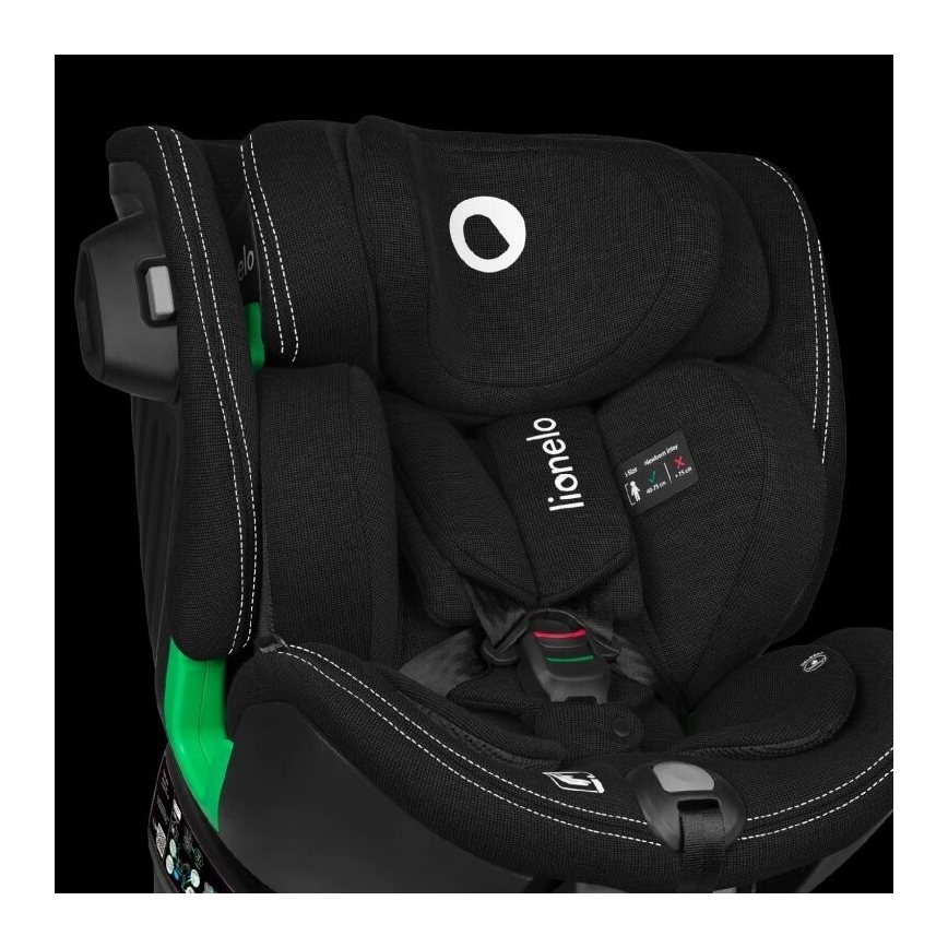 Lionelo - Silla de coche con base giratoria HARMONY i-Tamaño 40-150 cm negro
