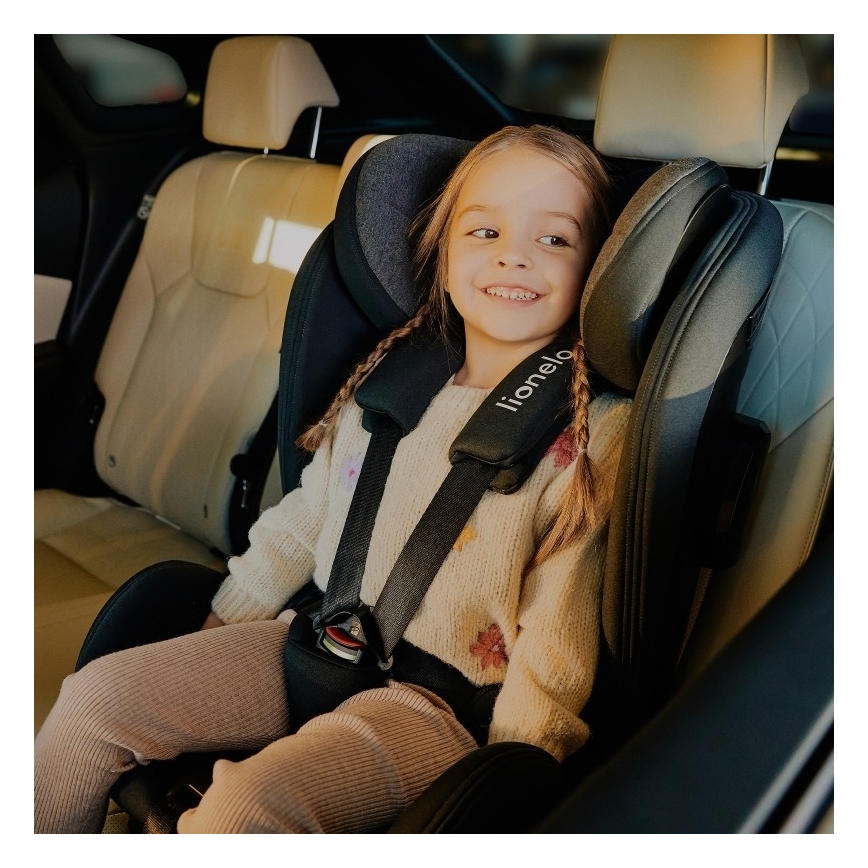Lionelo - Silla de coche con base giratoria HARPER i-Size 76-150 cm Black Carbon