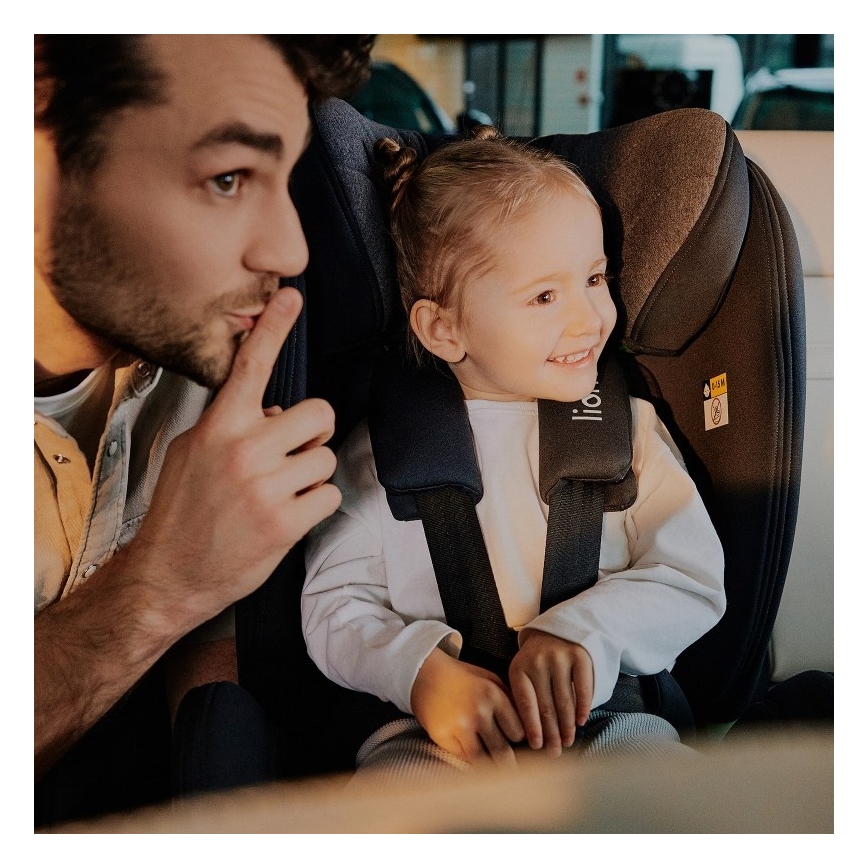 Lionelo - Silla de coche con base giratoria HARPER i-Size 76-150 cm Black Carbon